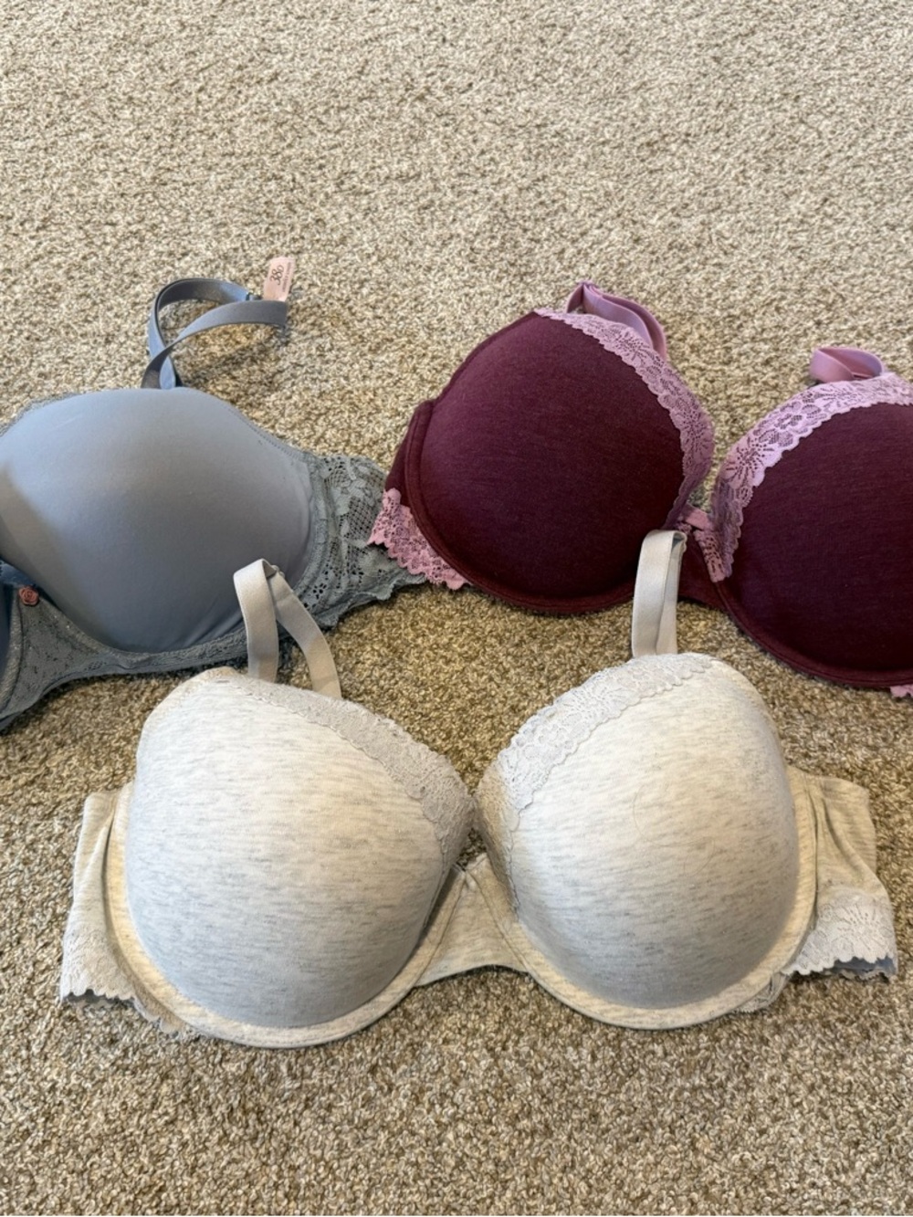 THREE PINK Victoria's Secret Lightly Lined T Shirt Bras